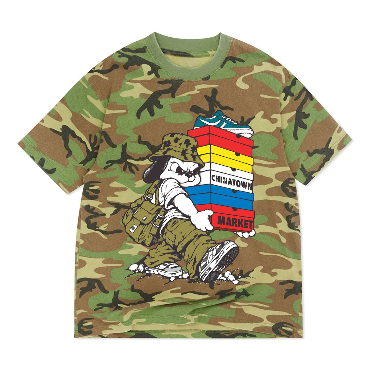 Shoebox Dog T-Shirt in Camo