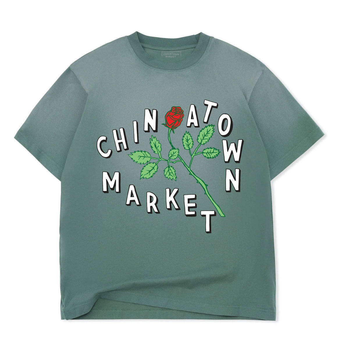 Chinatown Market Rose T-Shirt in Faded Green