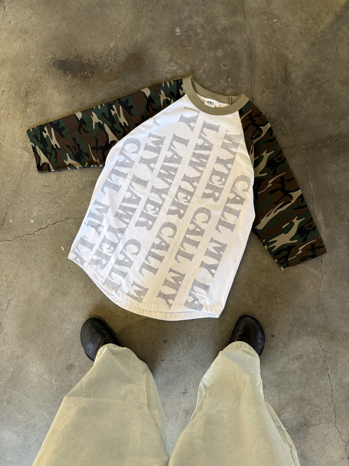 Shaka Print Gun 1 of 1 No. 02 Camo Raglan Tee, Size L, front