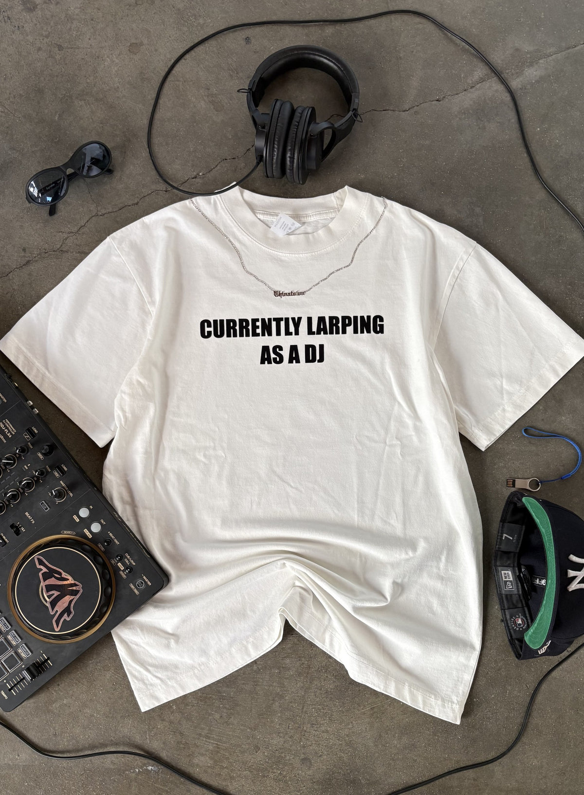 CURRENTLY LARPING DJ T-SHIRT - flat lay