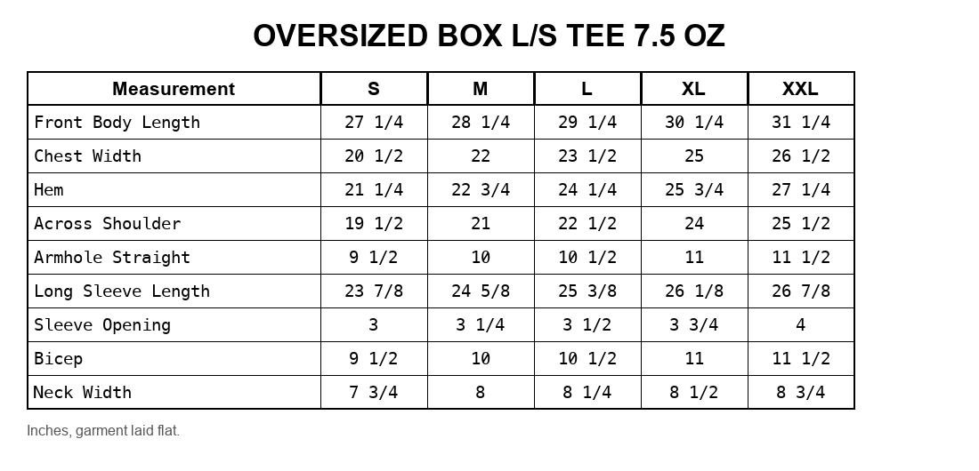 Size chart