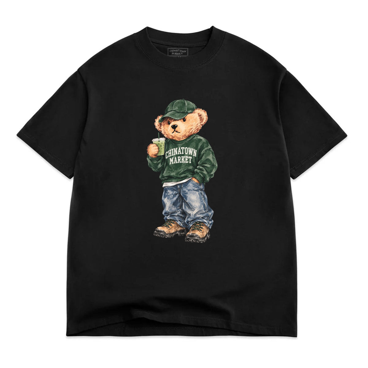 Nonchalant Matcha Bear T-Shirt in Black