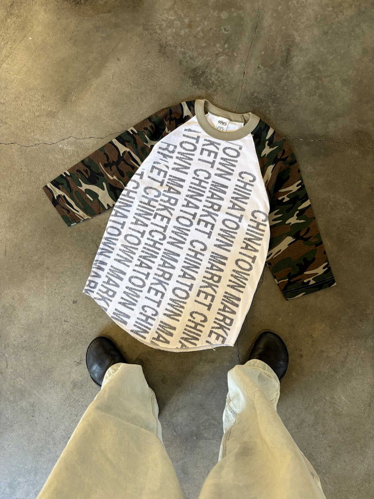 Shaka Print Gun 1 of 1 No. 04 Camo Raglan Tee, Size M, front